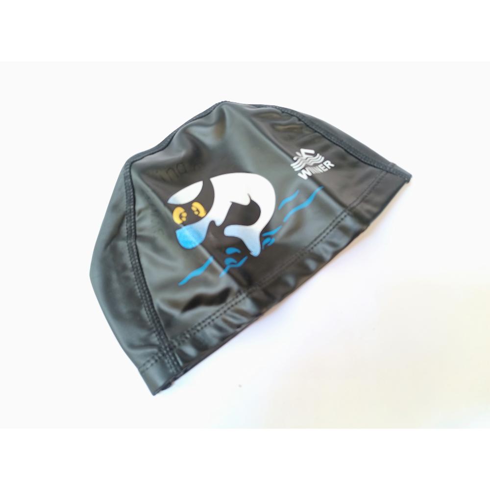 Gorro De Natación Niños Delfín Negro Material PU